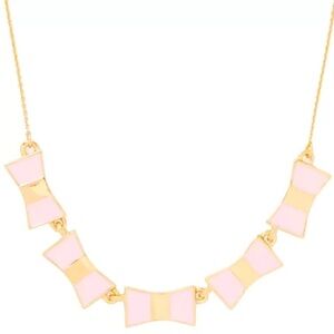 Kate Spade NWT Hanging Pink Enamel Multi Bows Necklace Shoppe Gold Plated New